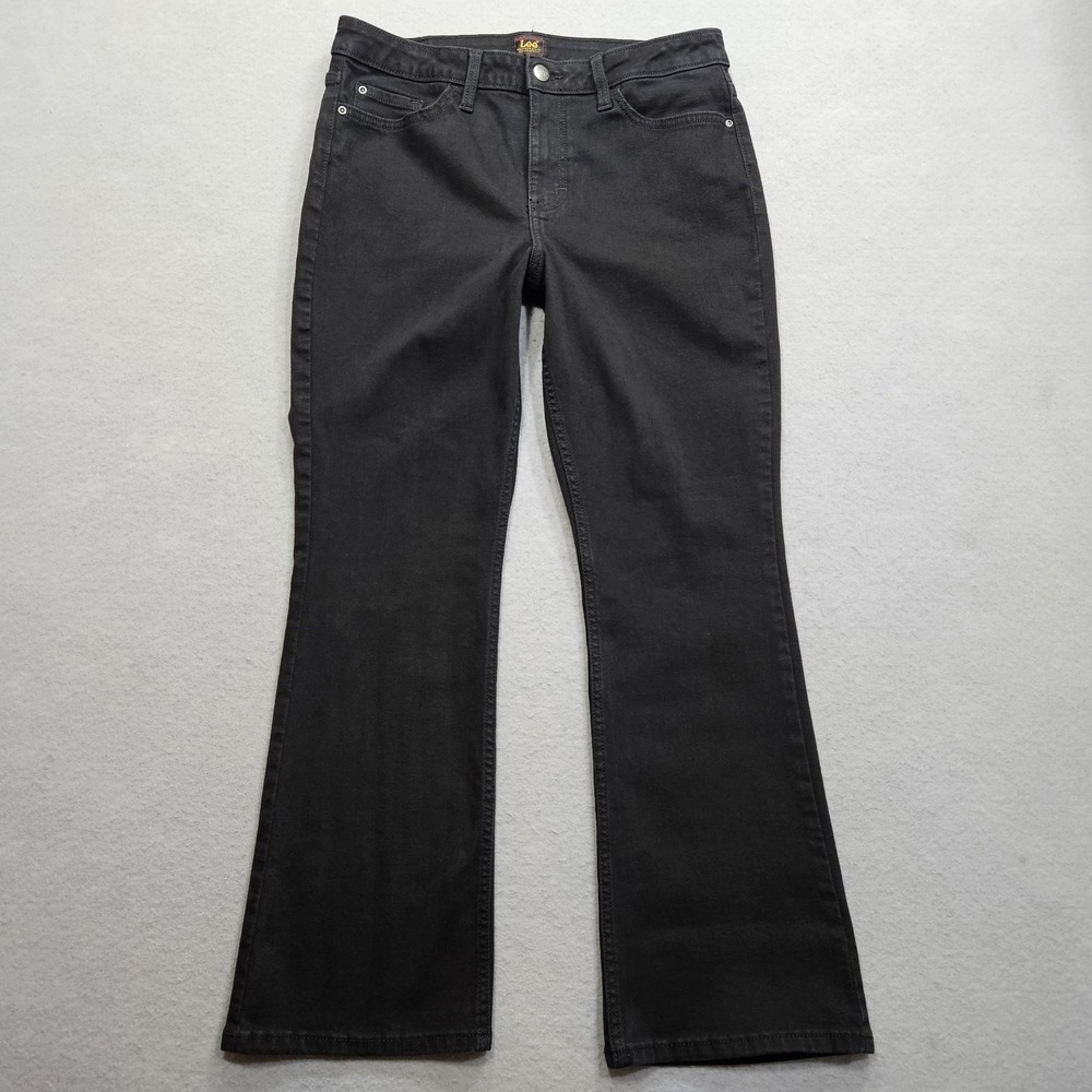 Lee Mid Rise Bootcut Jeans Women 10 Short Black Stretch 32x28 Cowgirl Horseback